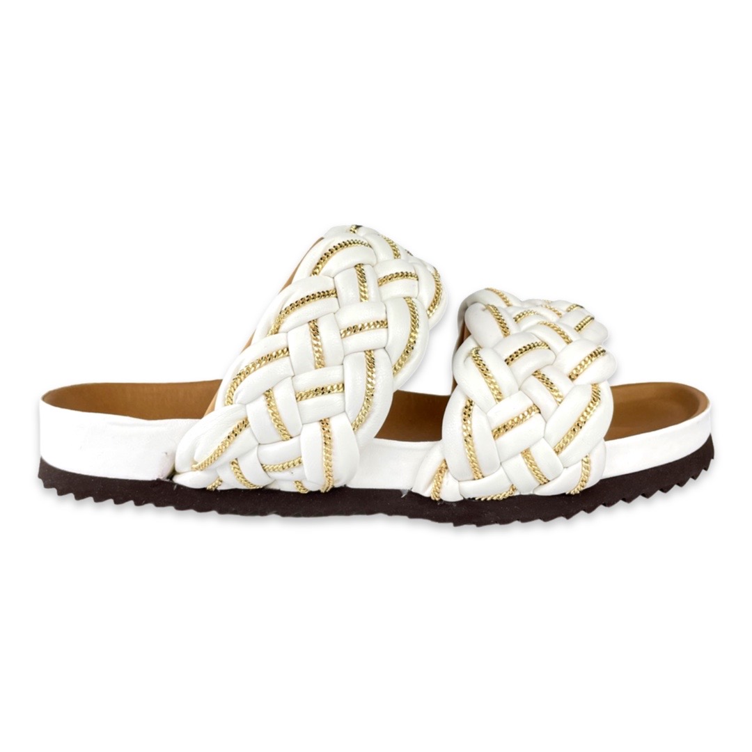 Toral Slipper Braid Bianco/Oro