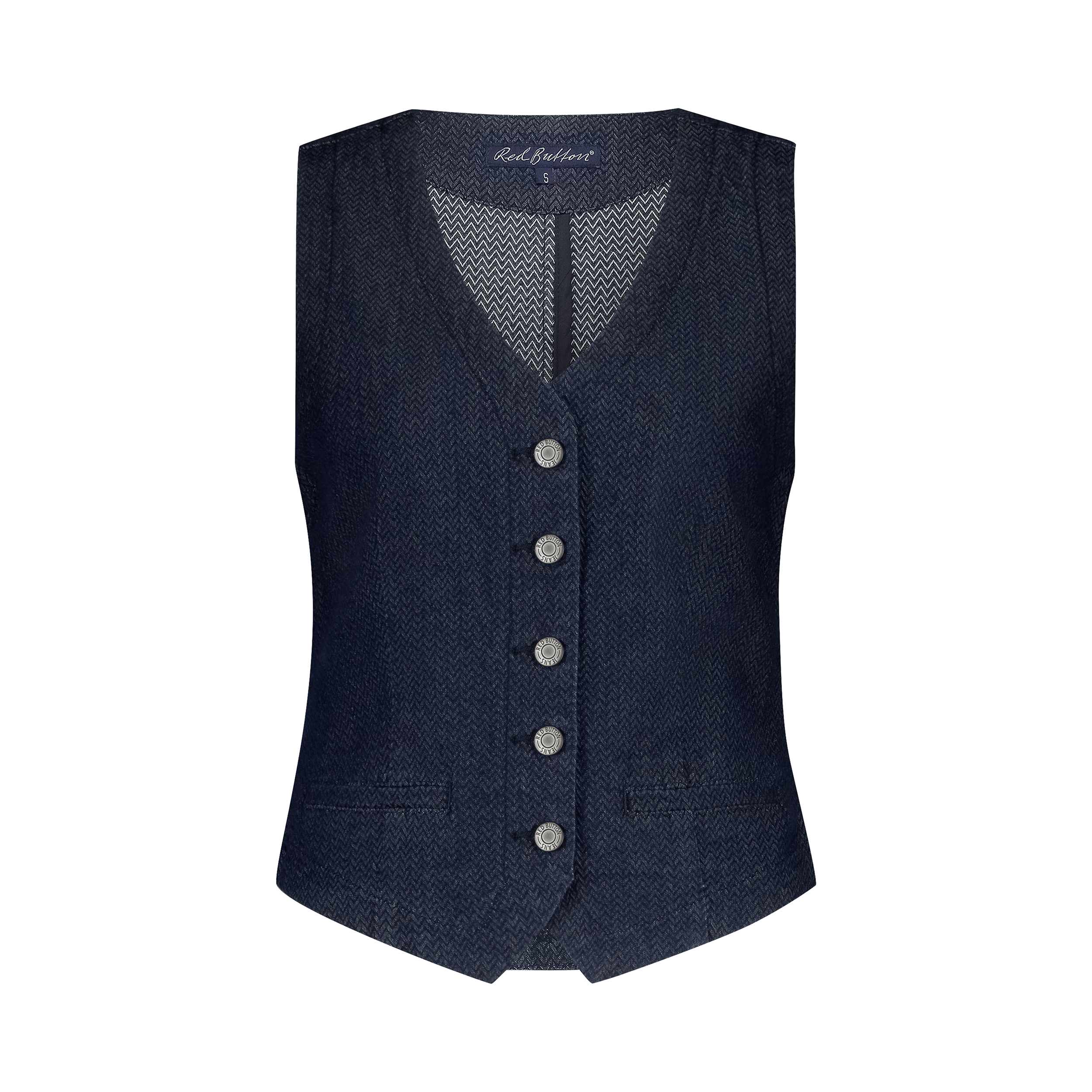 Red Button SRB4587 Gilet Herringbone Dark Blue Red Button SRB4587 Gilet Herringbone Dark Blue