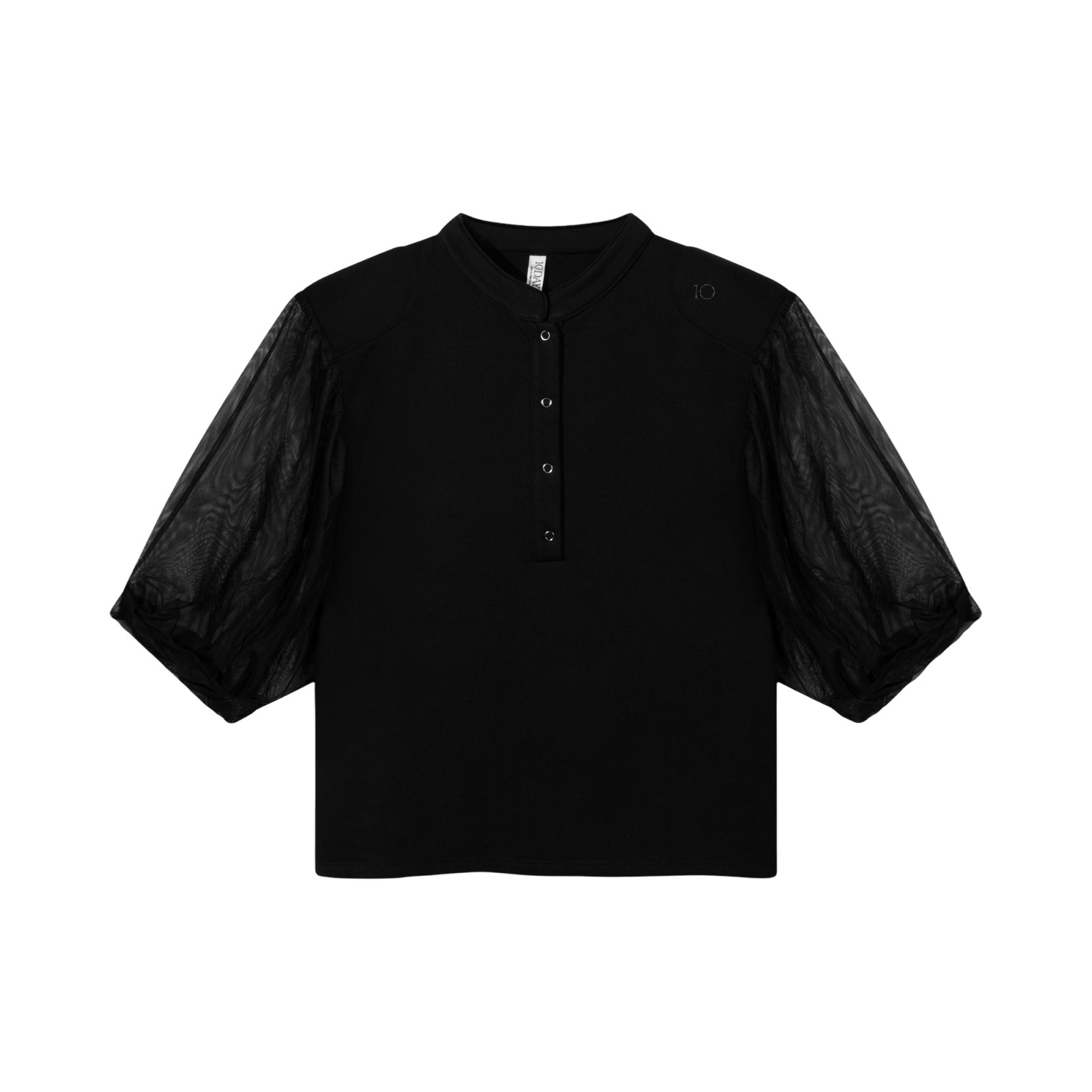 10DAYS 20-755-5201 Blouse Balloon Sleeve Polo Black