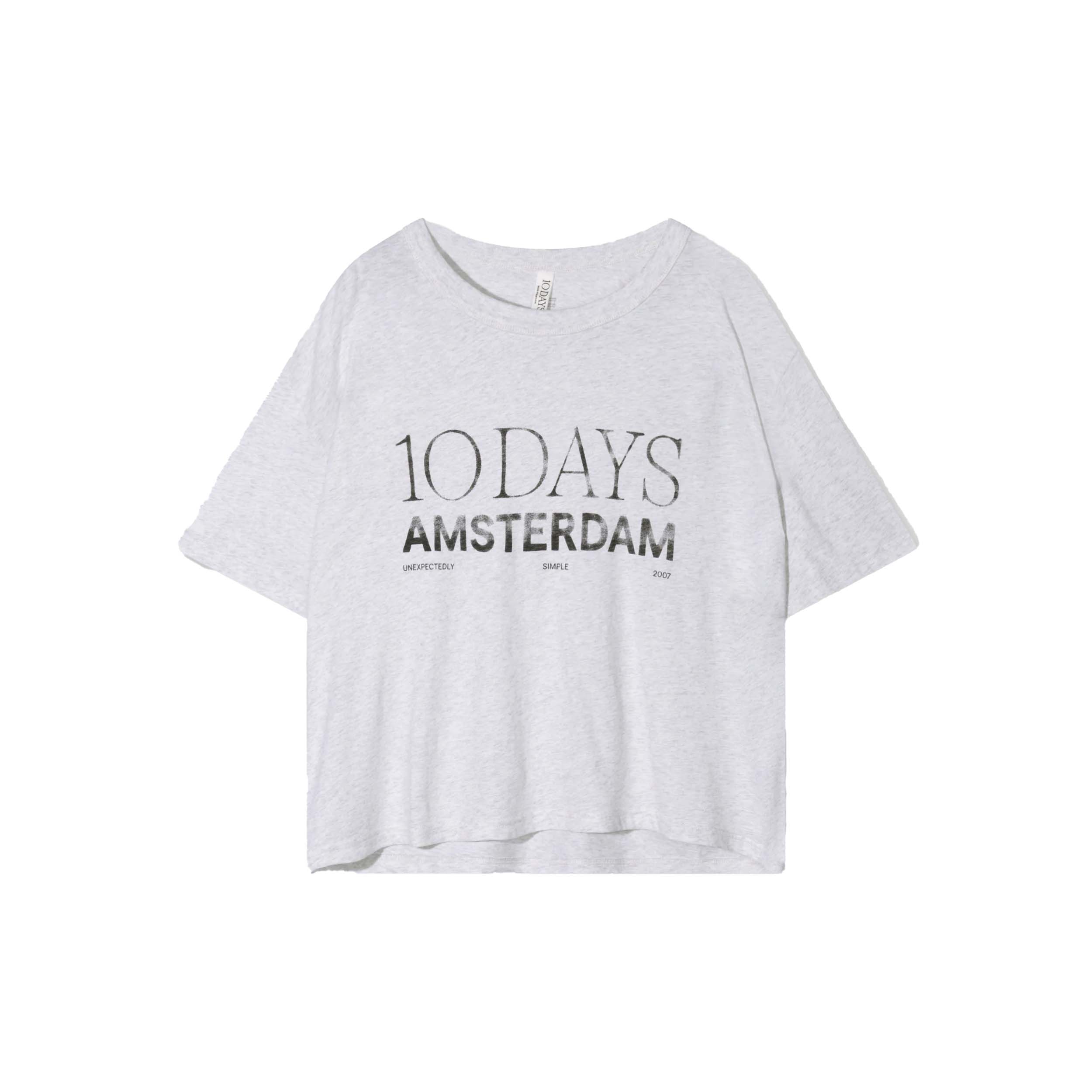 10DAYS 20-744-5203 Shirt Crew Neck Logo White Grey Melee