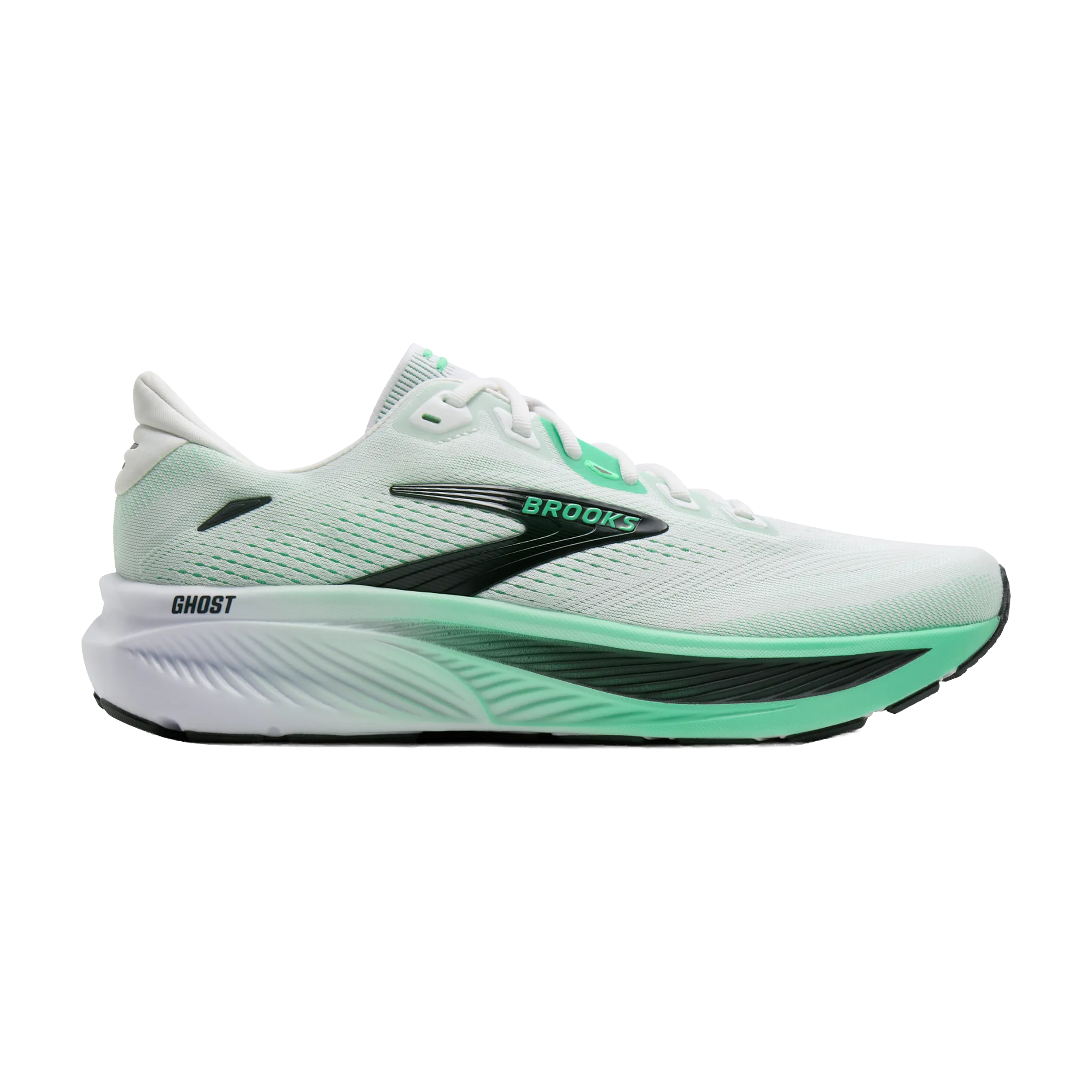 Brooks 110493 Ghost 18 Men White/Spring Bud/Spruce