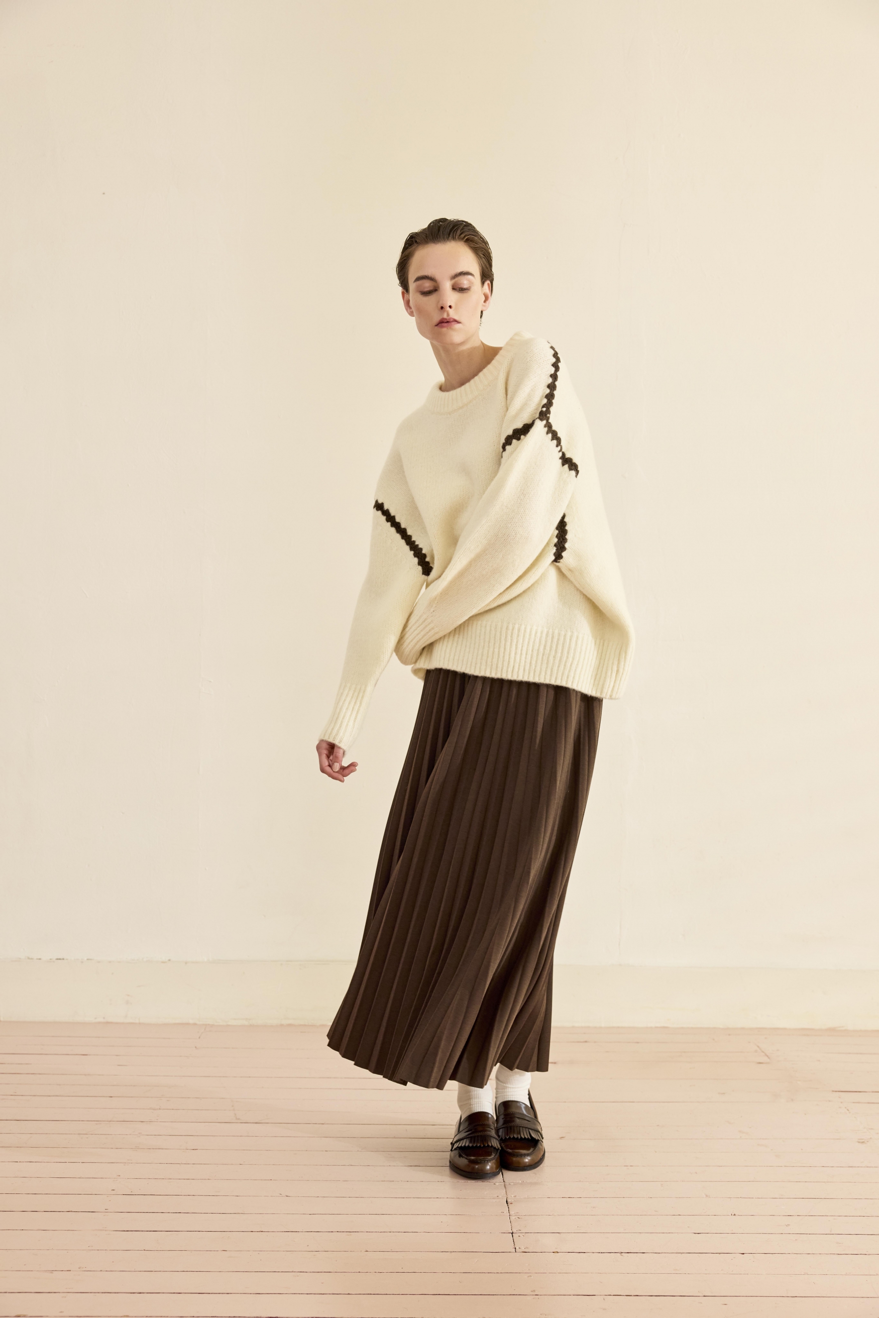 JcSophie F6501 Trui Fontaine Offwhite/Brown