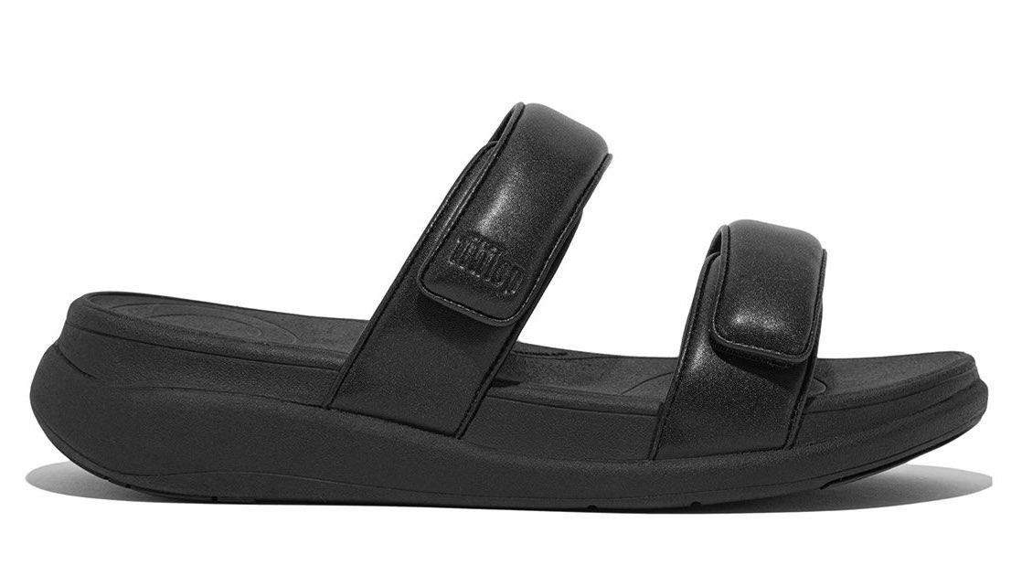FitFlop IW2 Slipper F-Mode Go Ajustable Flatform Two-Bar All Black