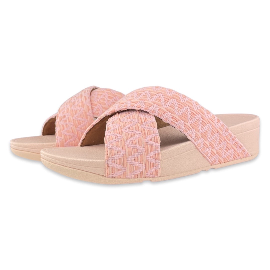 FitFlop FZ5 Slipper Lulu Geo-Webbing Cross Pink Salt