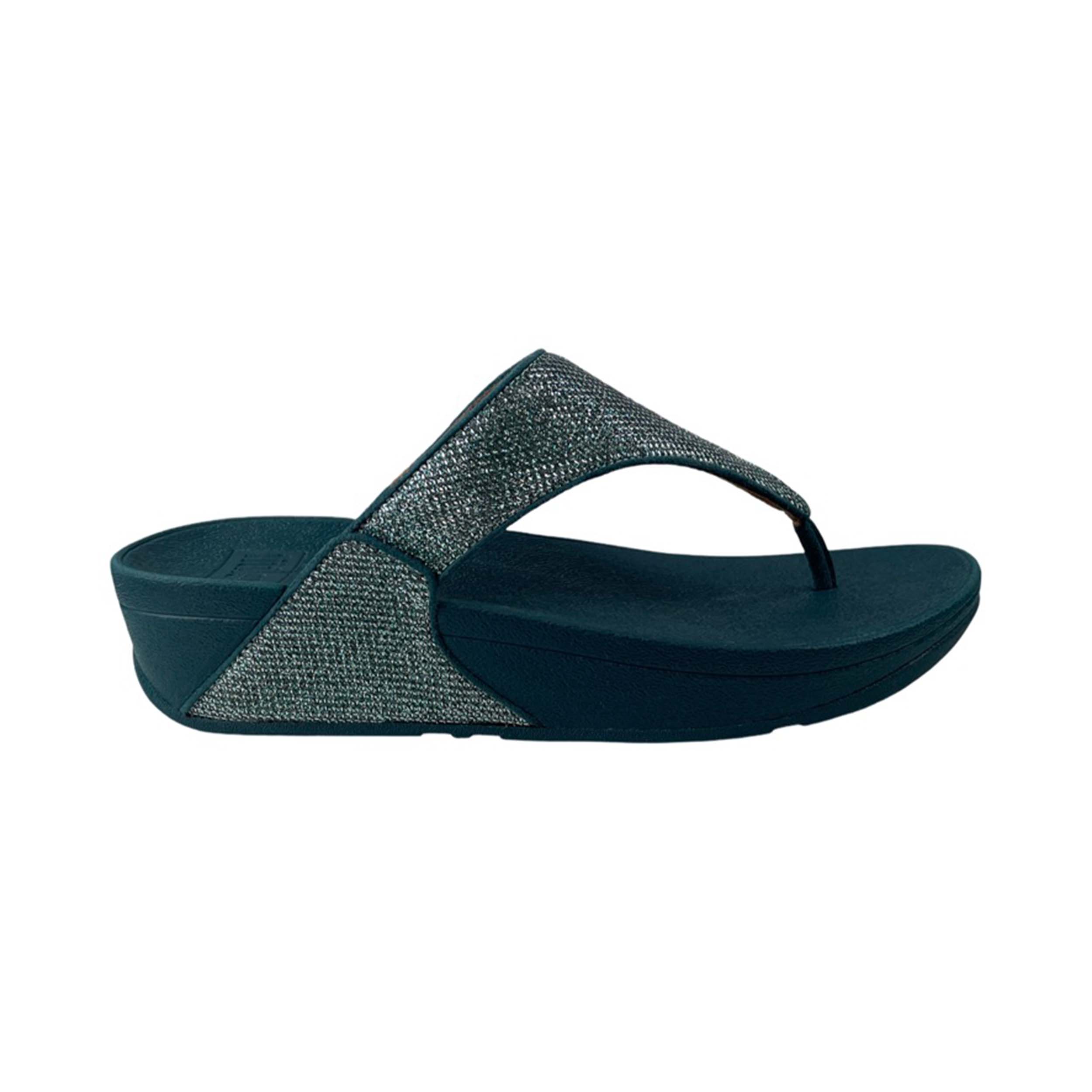 FitFlop A4Z Slipper Lulu Shimmerglitz Toe-Post Deep Ocean