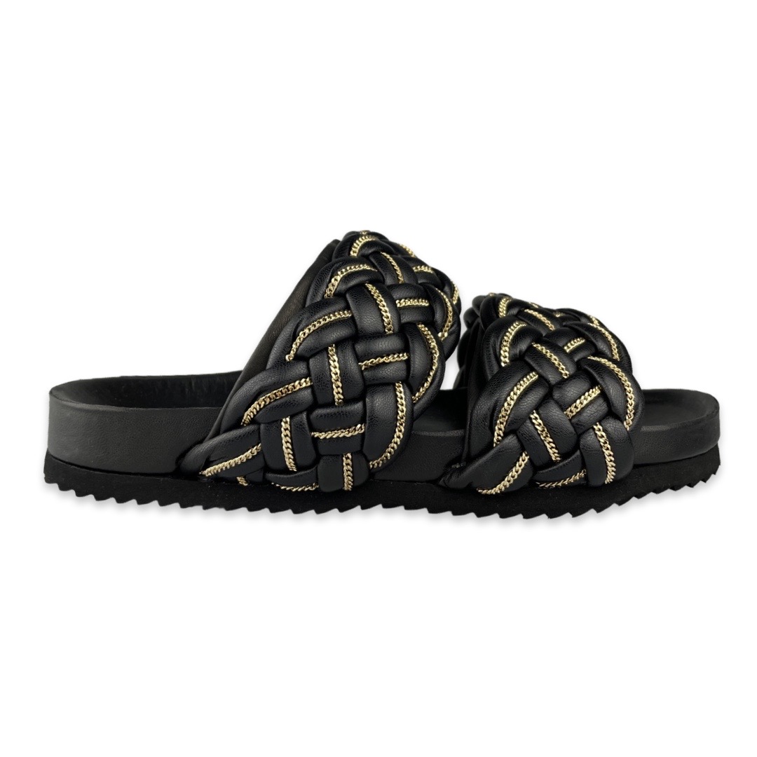 Toral Slipper vlecht zwart