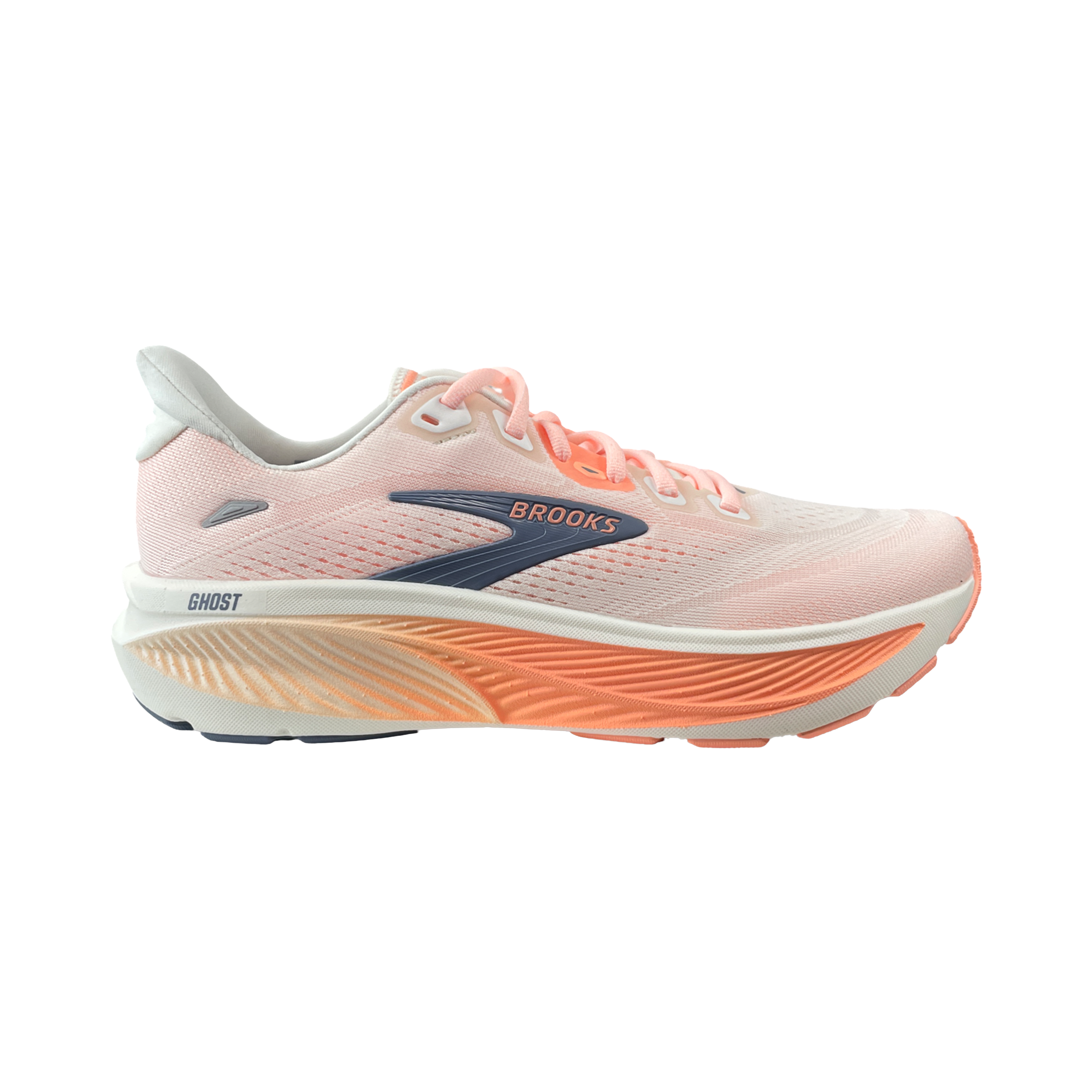 Brooks 120482 Ghost 18 Women Star White/Cyber Peach/Grey Narrow