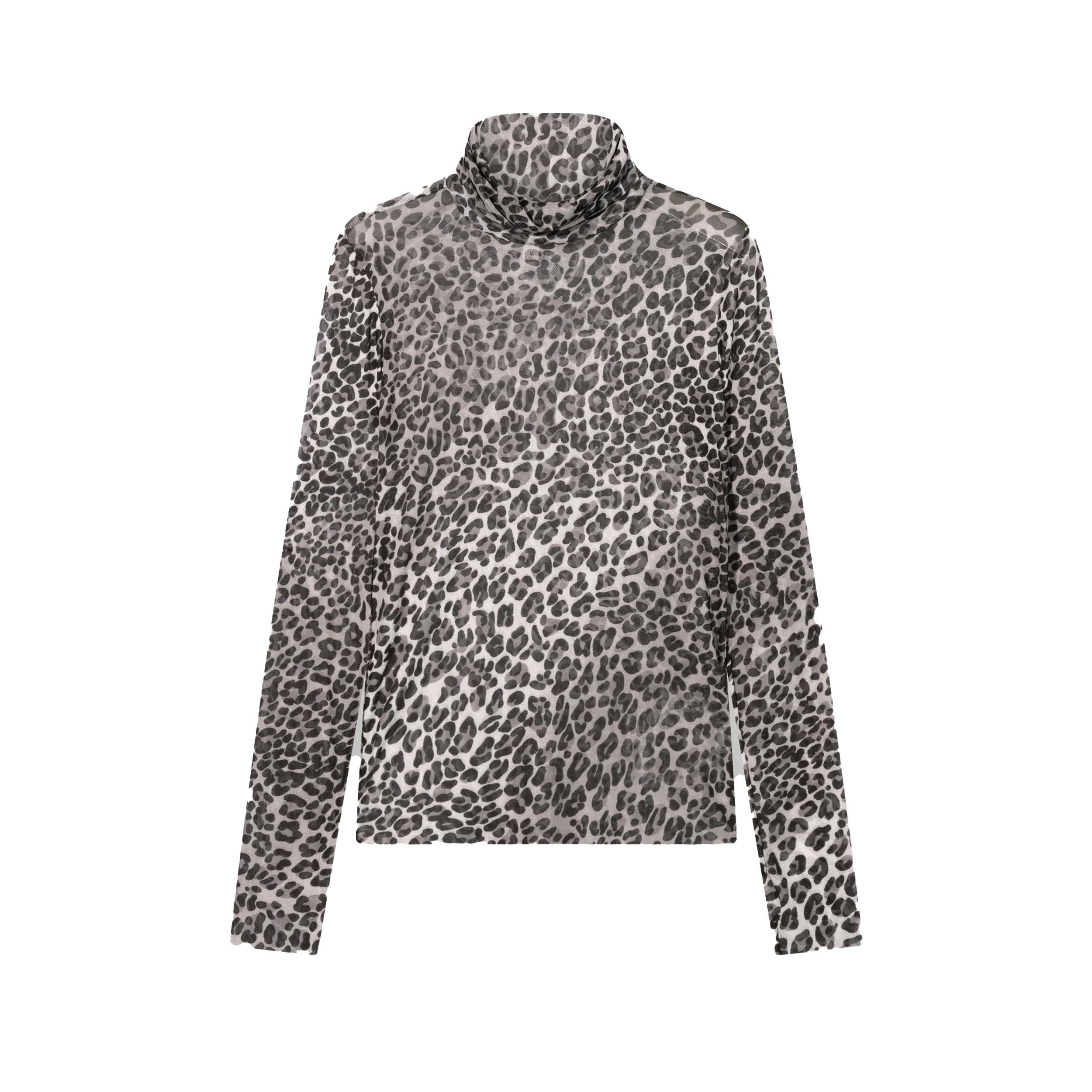 10DAYS 20-779-5204 Shirt Mesh Long Sleeve Leopard Ecru