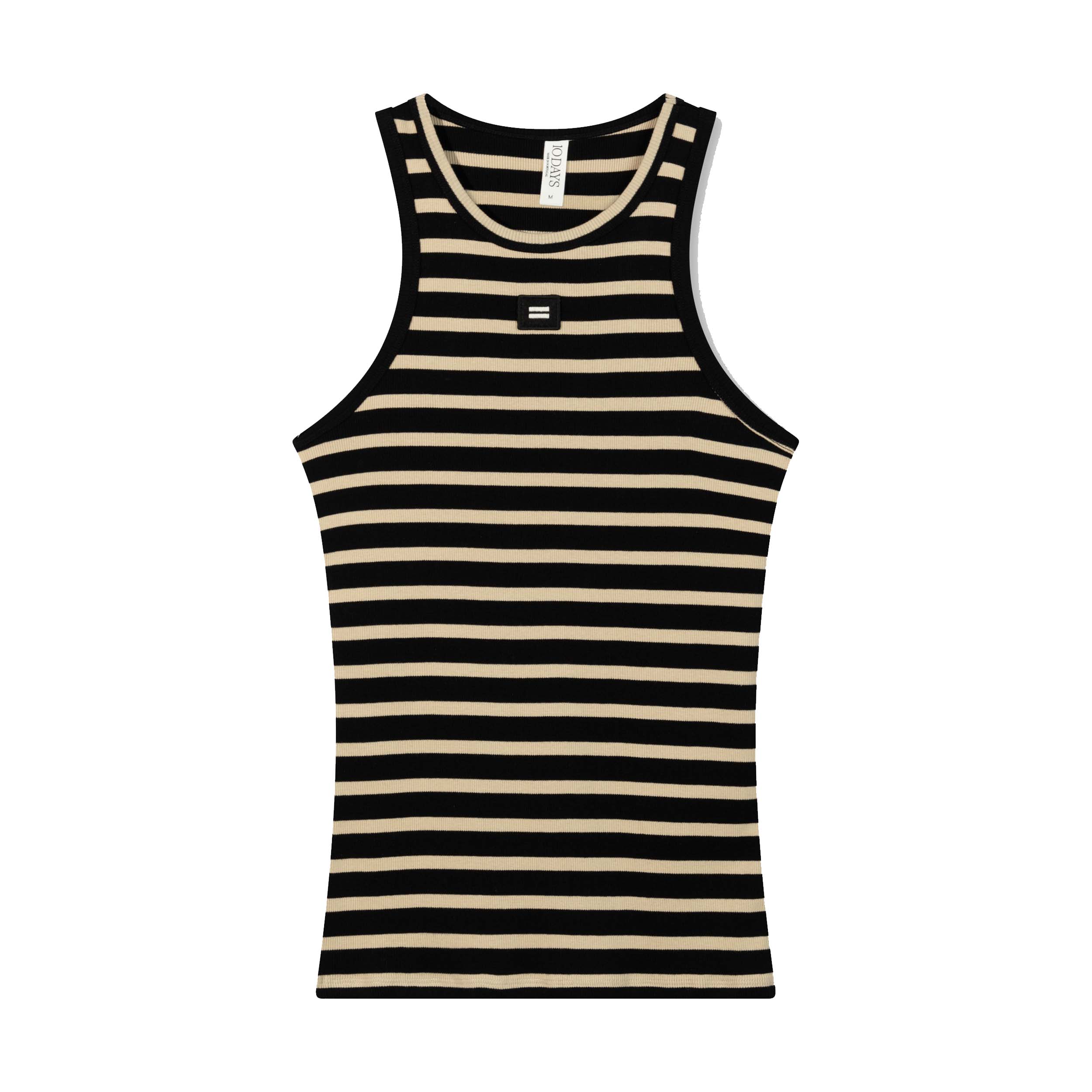10DAYS 20-463-4204 Top Rib Stripes Black/Light Latte