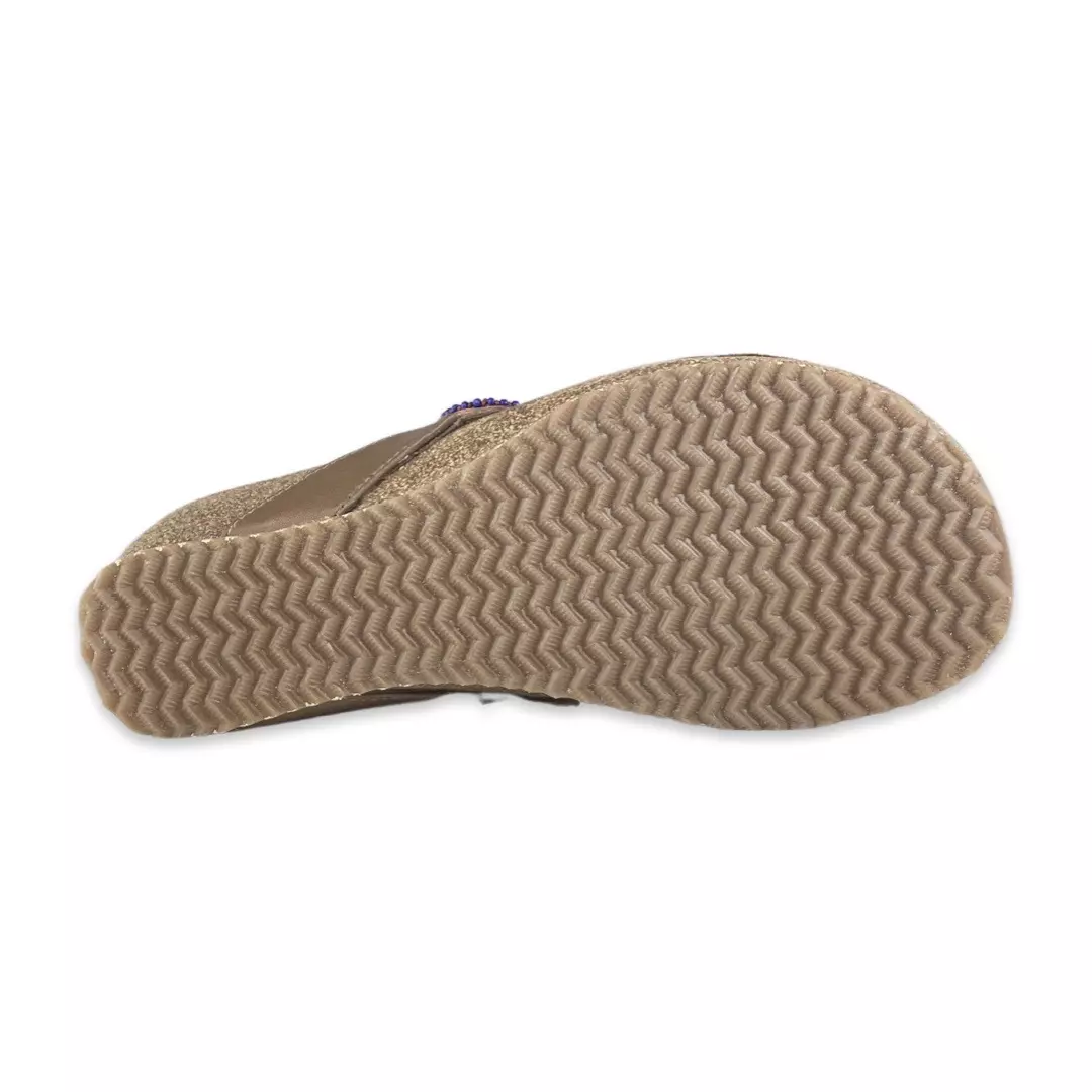 Lazamani Slippers Beads Wedge Taupe Multi