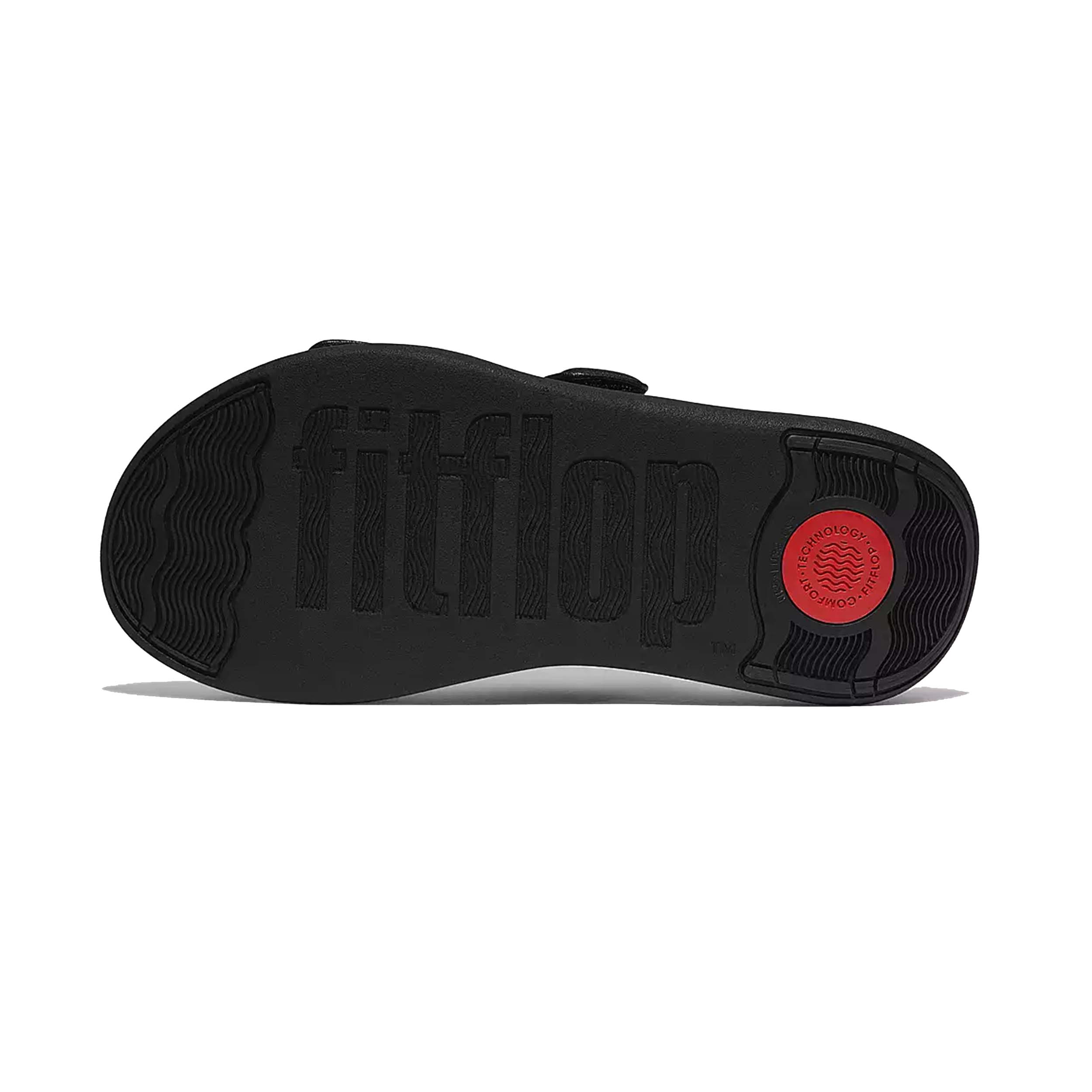 FitFlop IW2 Slipper F-Mode Go Ajustable Flatform Two-Bar All Black