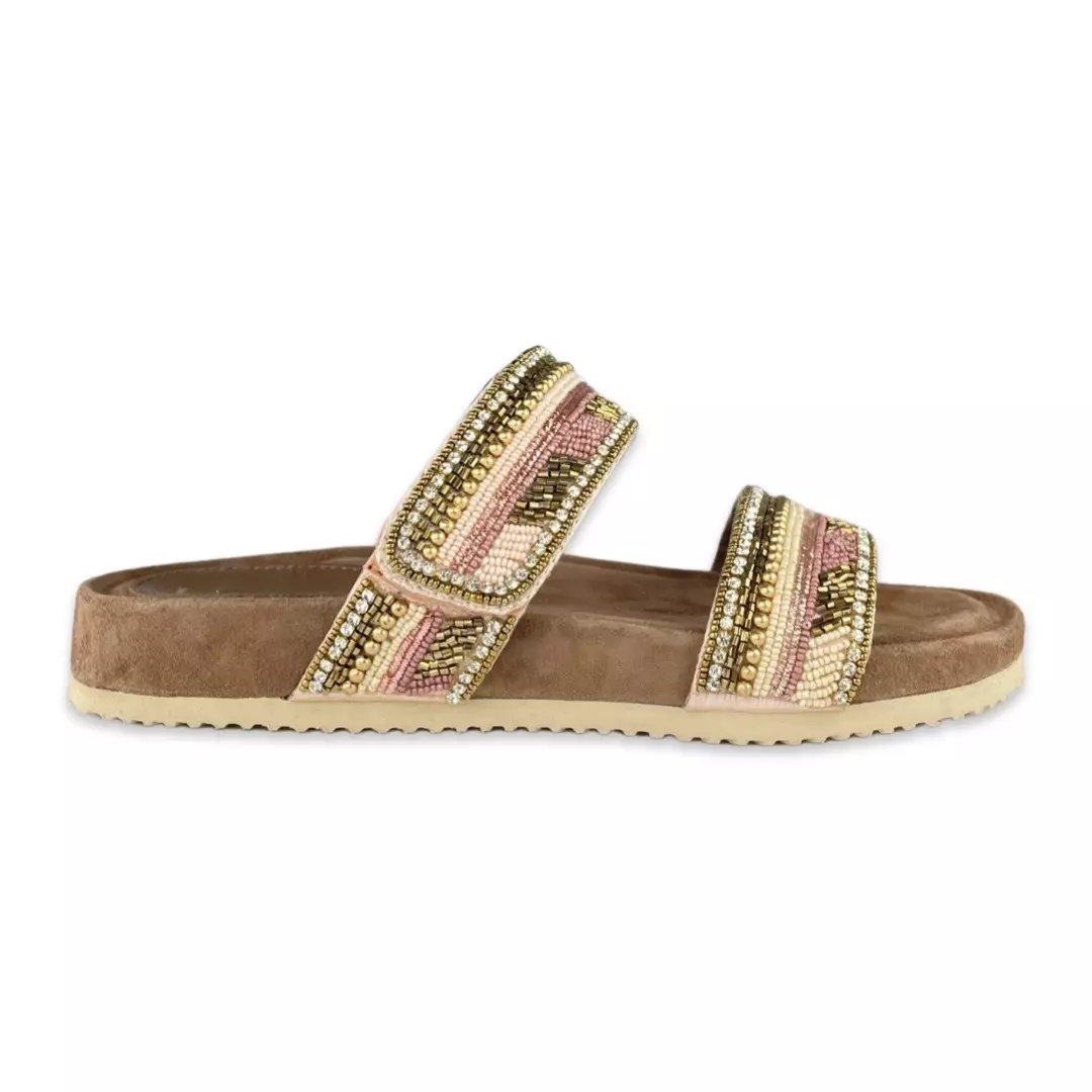  Lazamani Mules 2 Straps Beads Nude