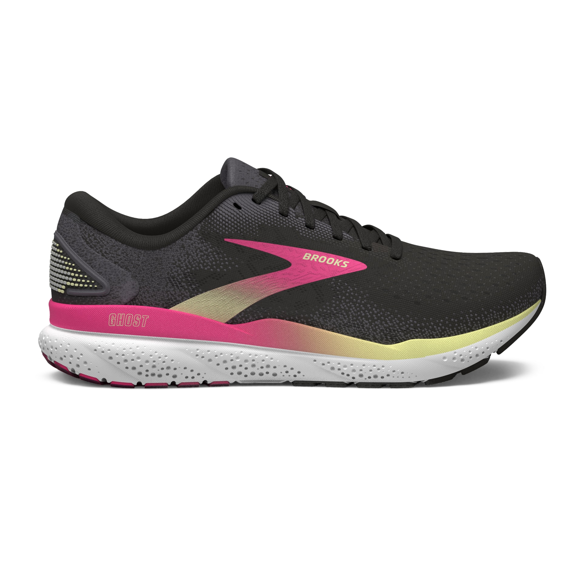 Brooks 120407 Ghost 16 Women Black/Pink/Yellow Wide