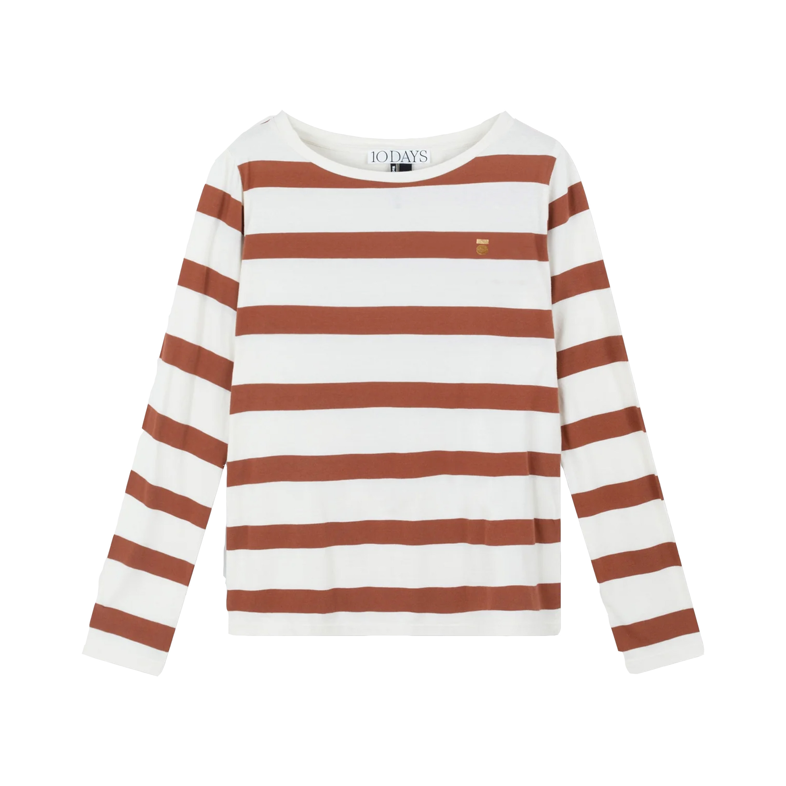 10DAYS Longsleeve Tee Stripe Ecru/Saddle