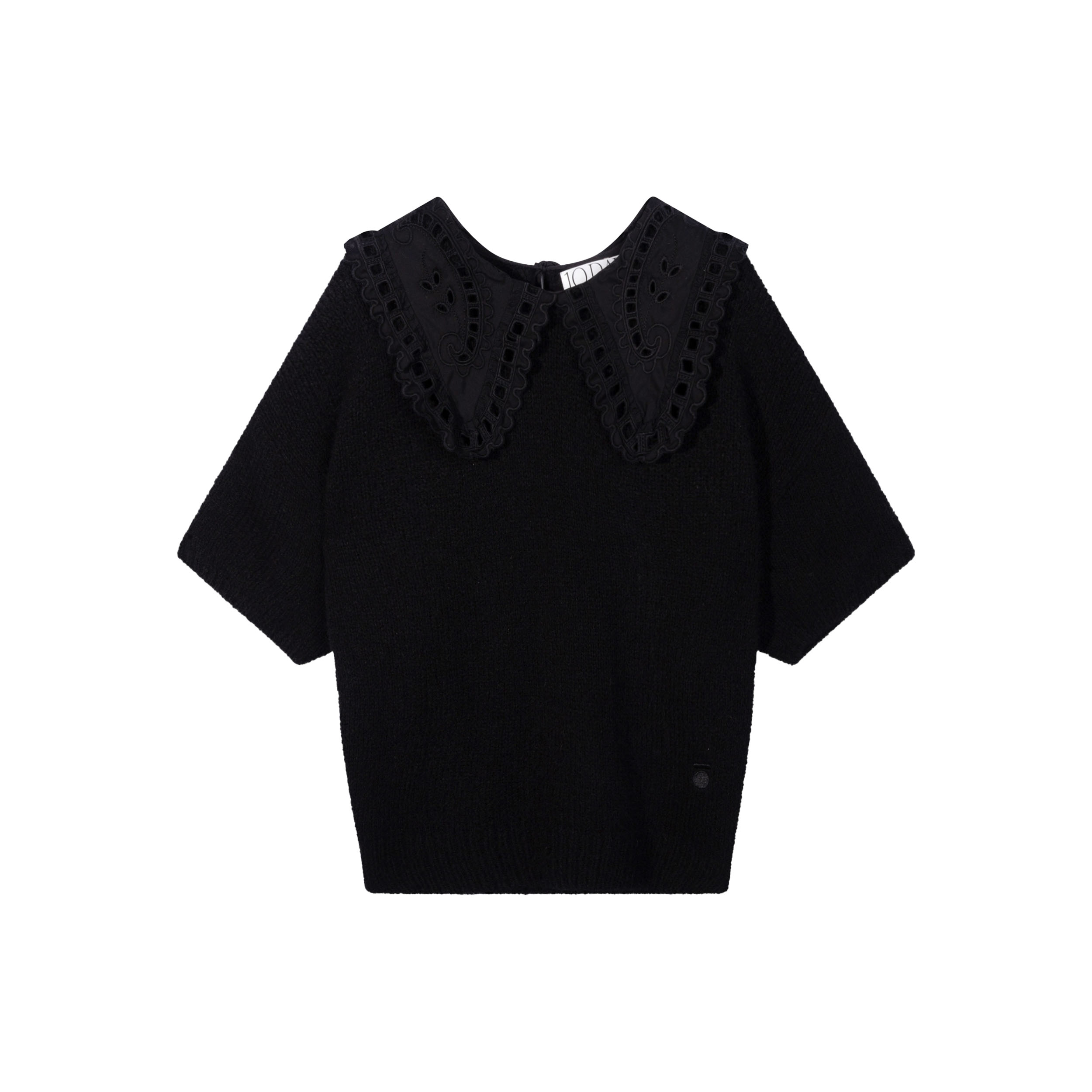 10DAYS 20-619-4203 Trui Short Sleeve Ruffle Knit Black