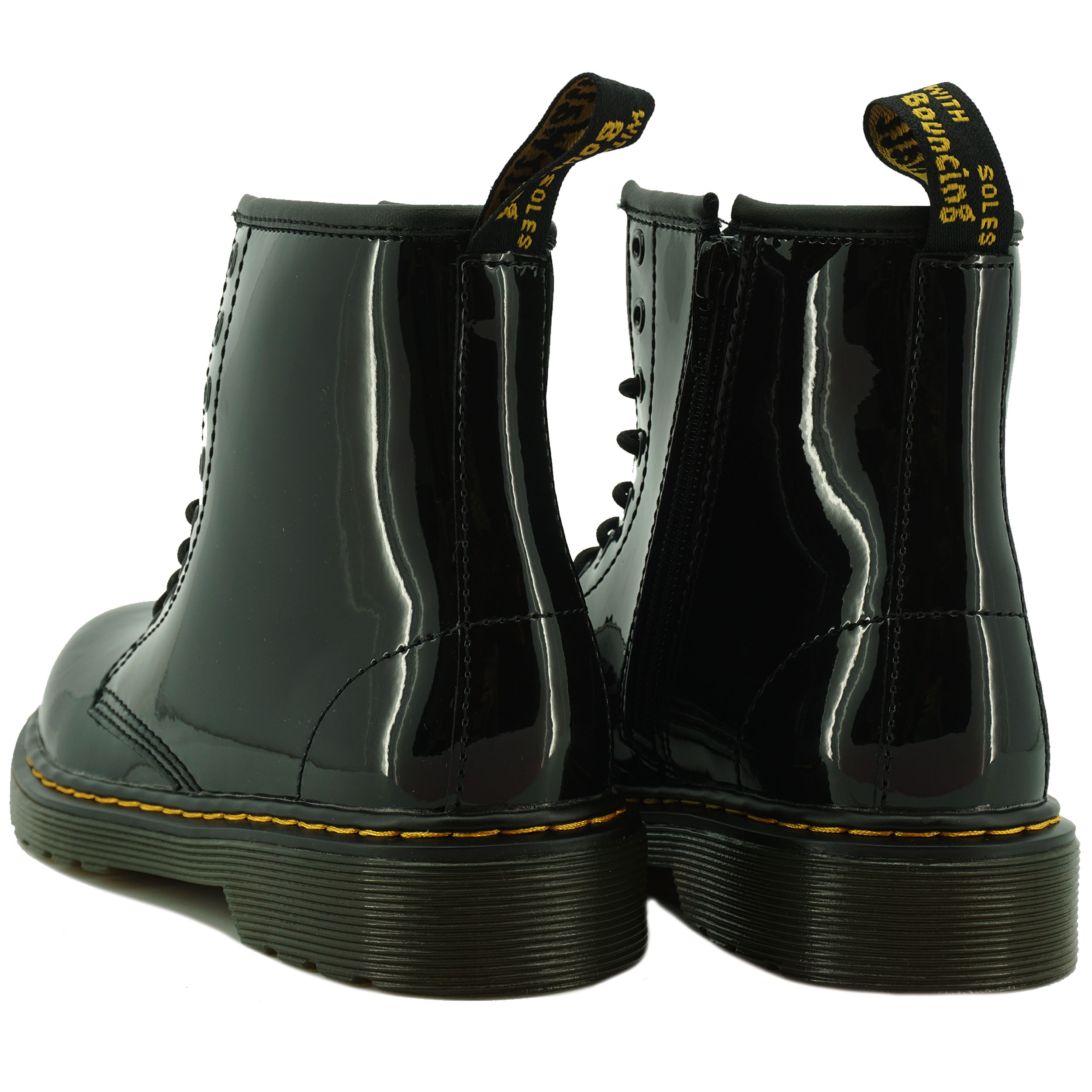 Schepsel onderdelen specificeren Dr. Martens uni boot zwart lak