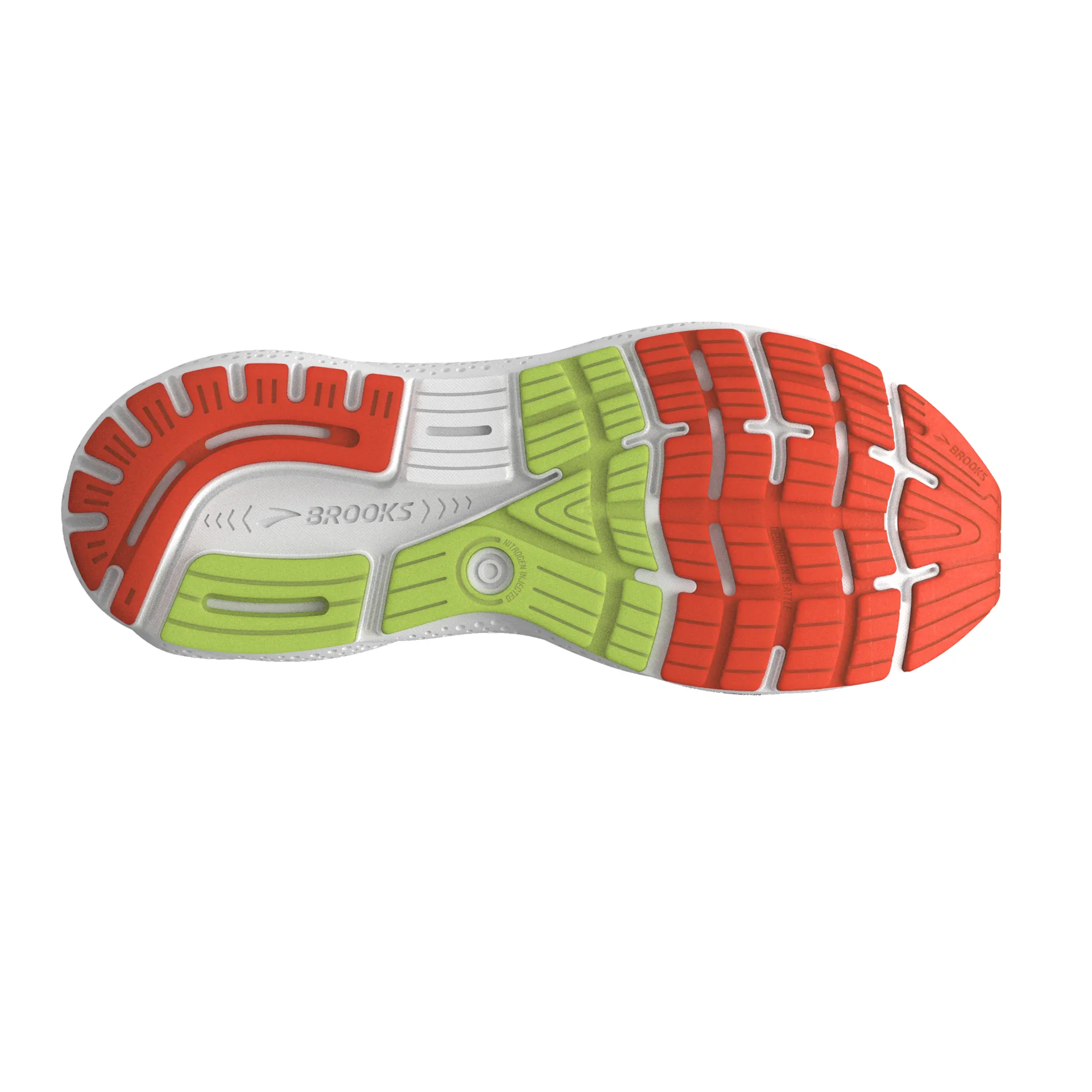 Brooks 110418 Ghost 16 Men Black/Mandarin Red/Green Wide