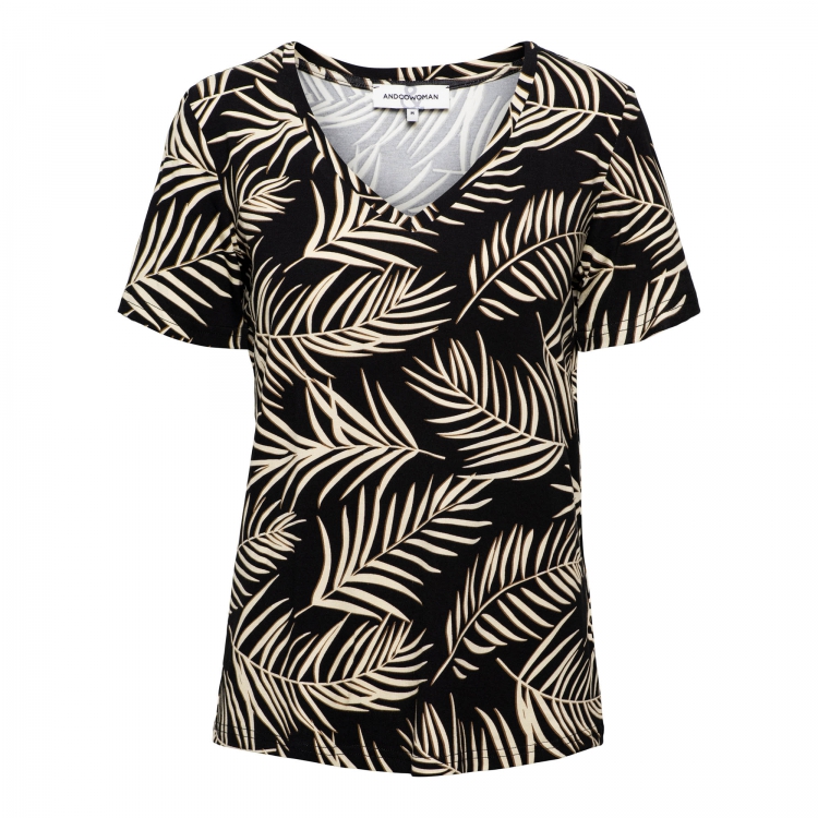&Co T-Shirt Venice Leave Black