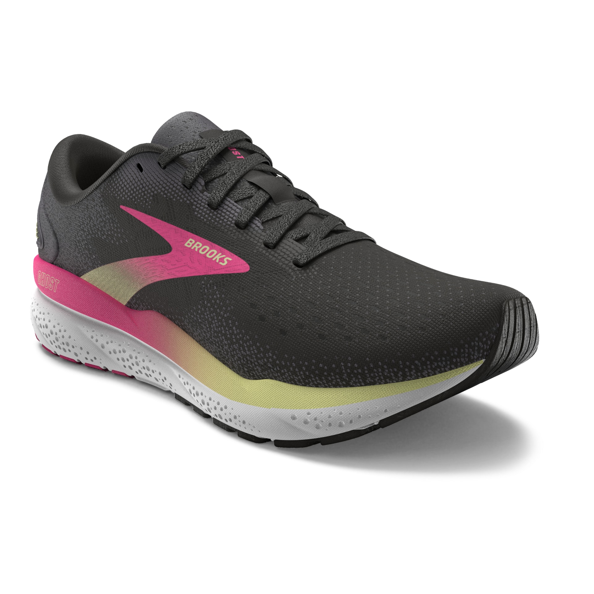 Brooks 120407 Ghost 16 Women Black/Pink/Yellow Wide