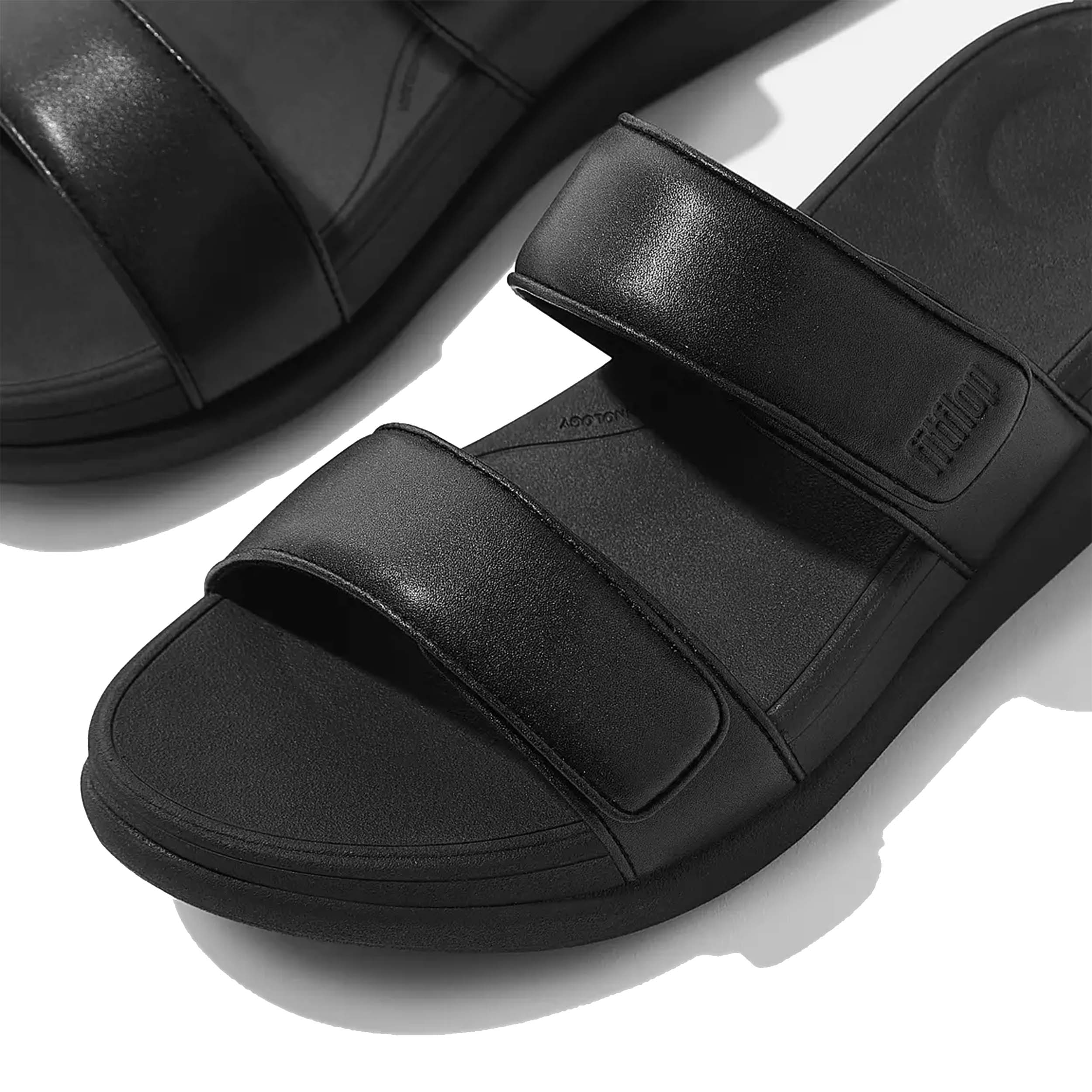 FitFlop IW2 Slipper F-Mode Go Ajustable Flatform Two-Bar All Black