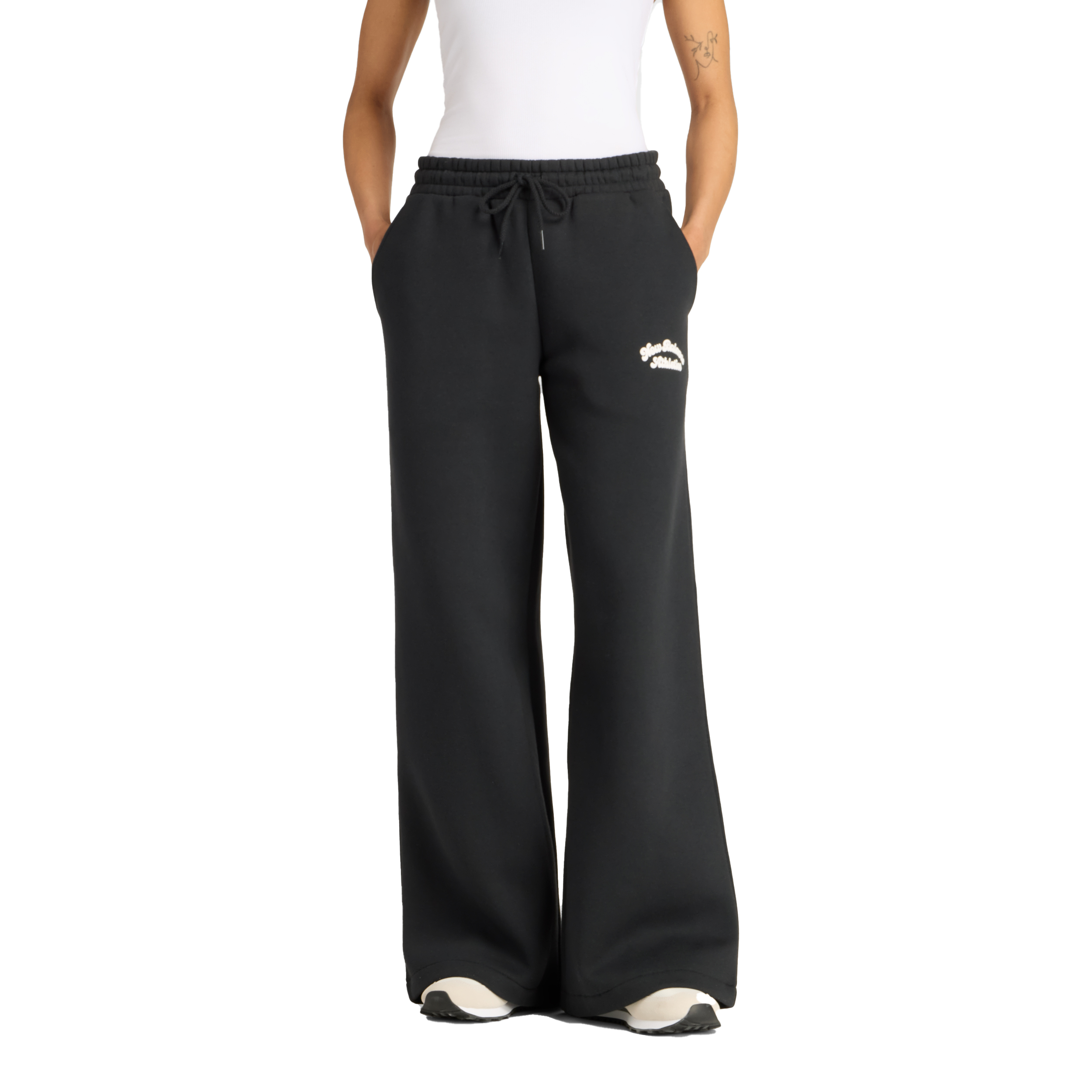 New Balance WP53902 Broek Linear Heritage Fleece Wide Leg Black