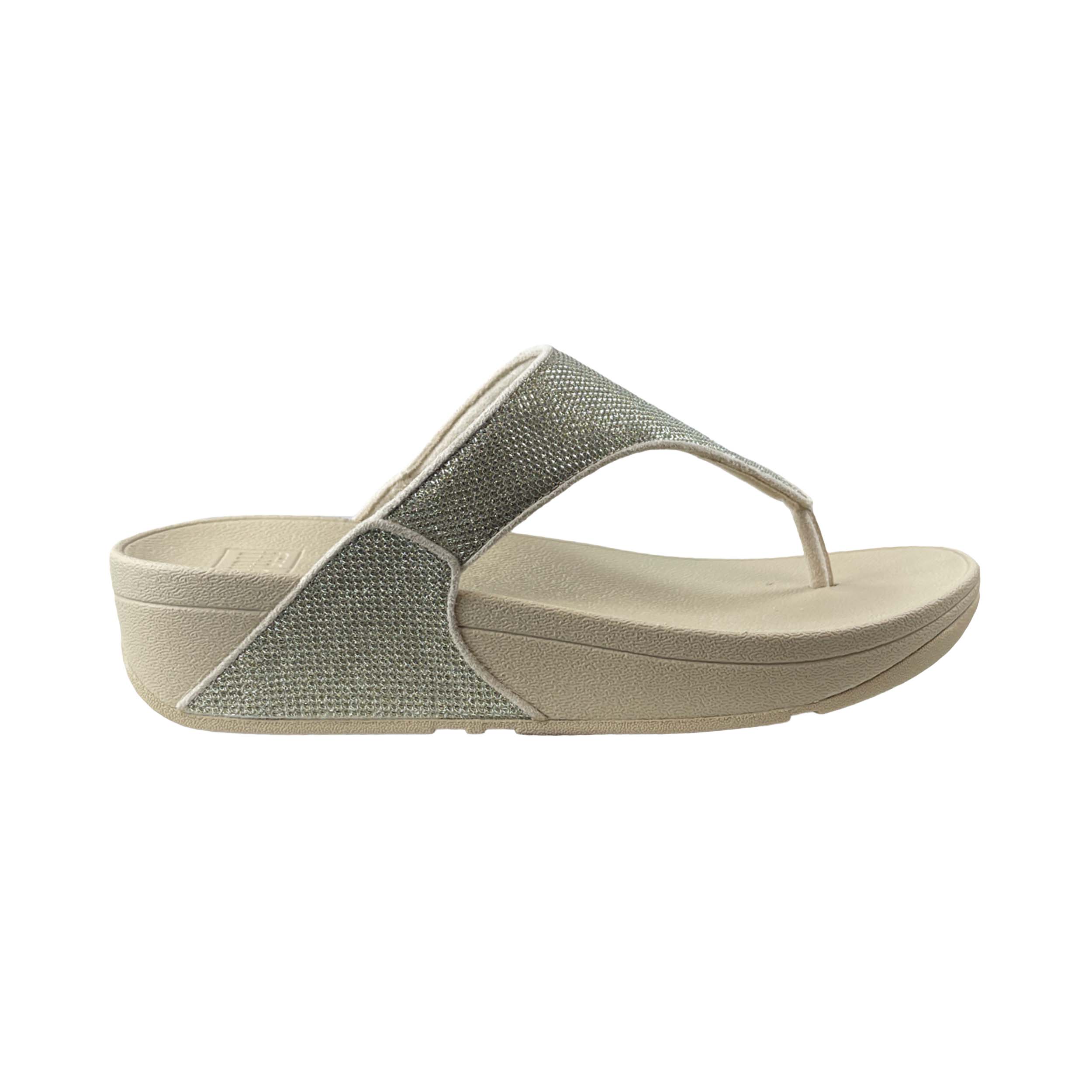 FitFlop A4Z Slipper Lulu Shimmerglitz Toe-Post Platino