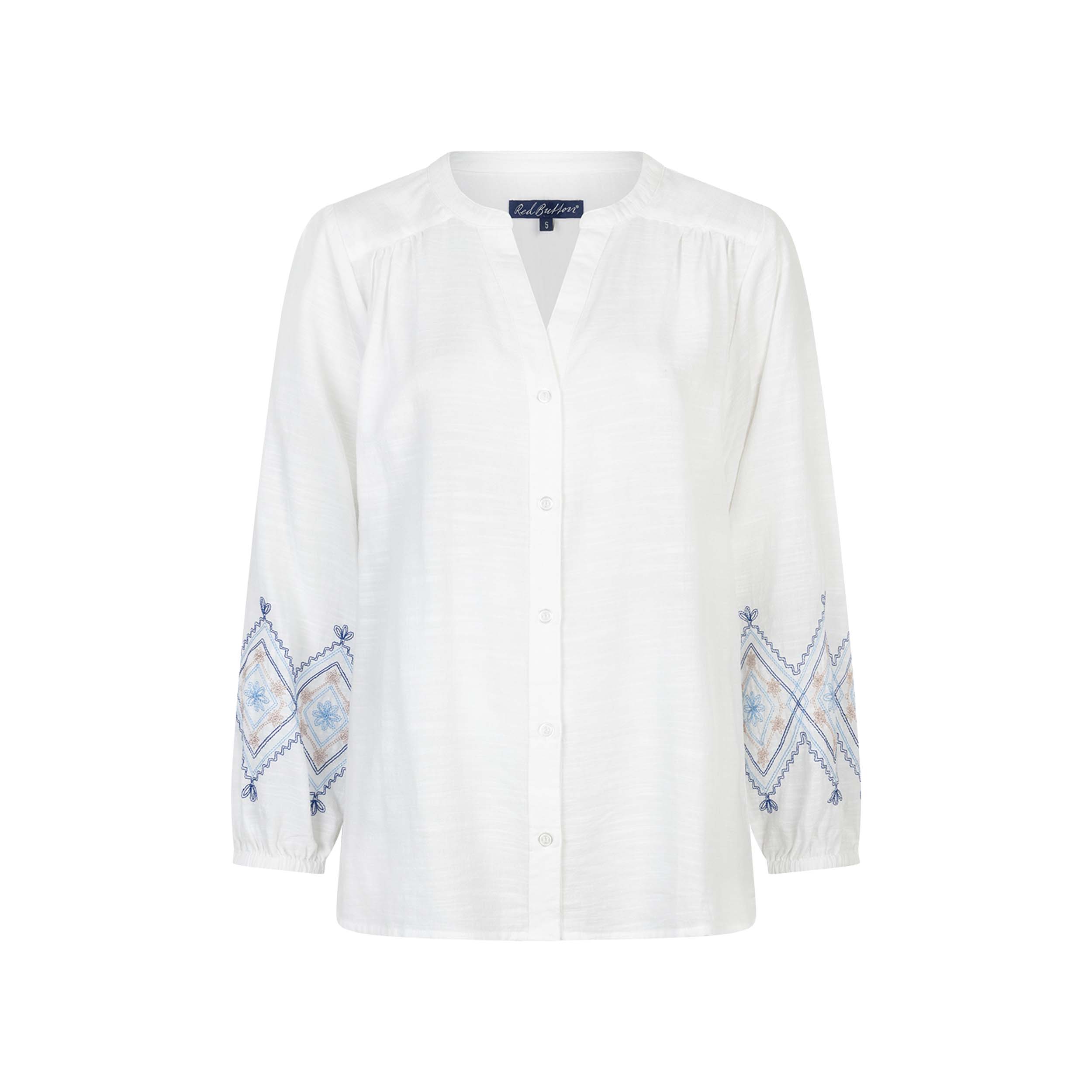 Red Button SRB4829 Blouse Embroidery Blue Multi