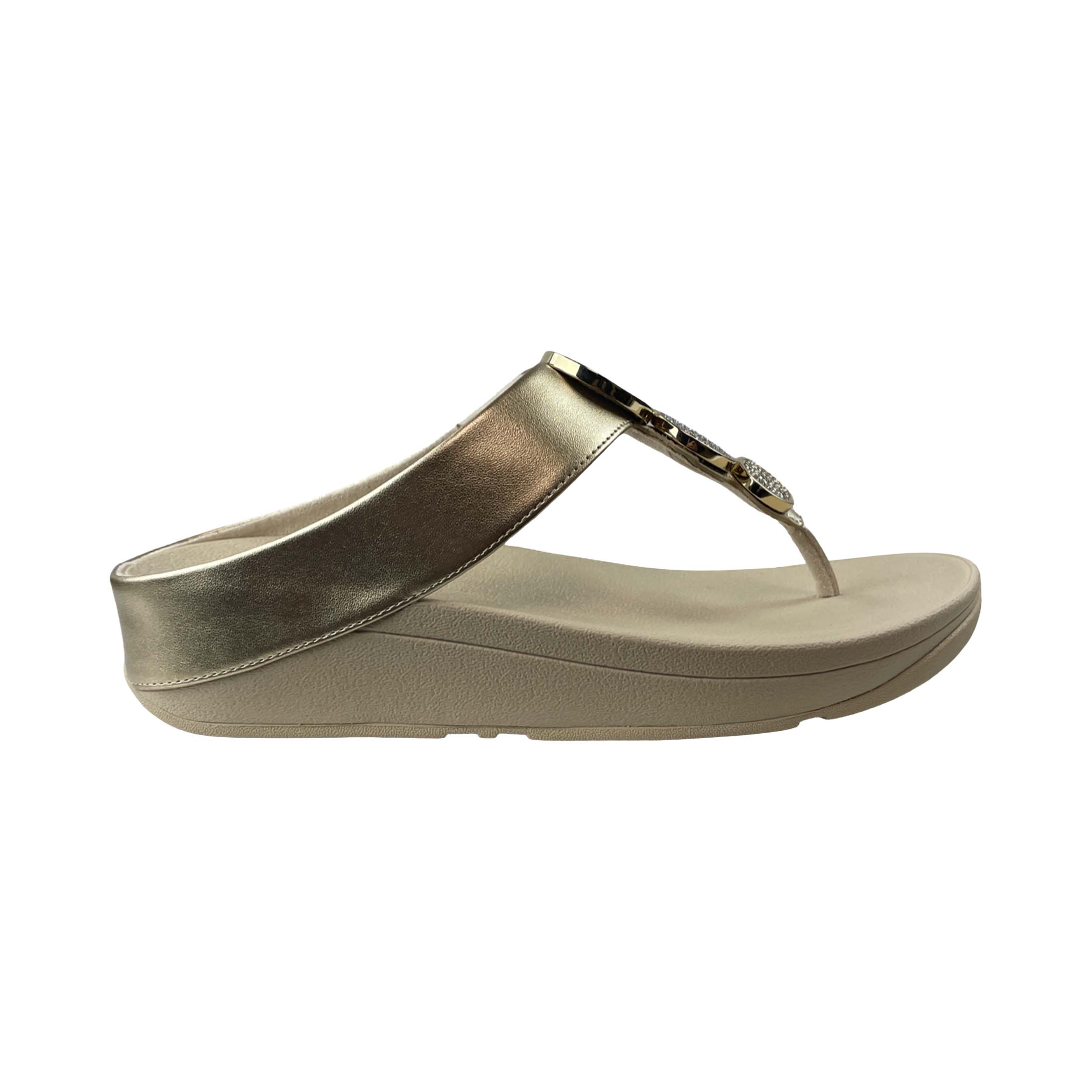 FitFlop HJ1 Slipper Halo Bead-Circle Metallic Platino