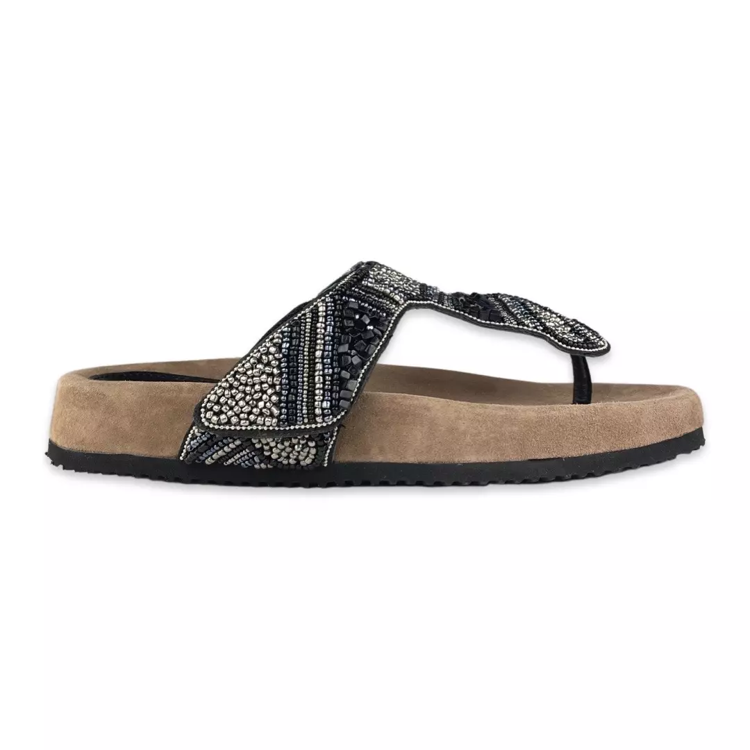 Lazamani Slippers Beads Black