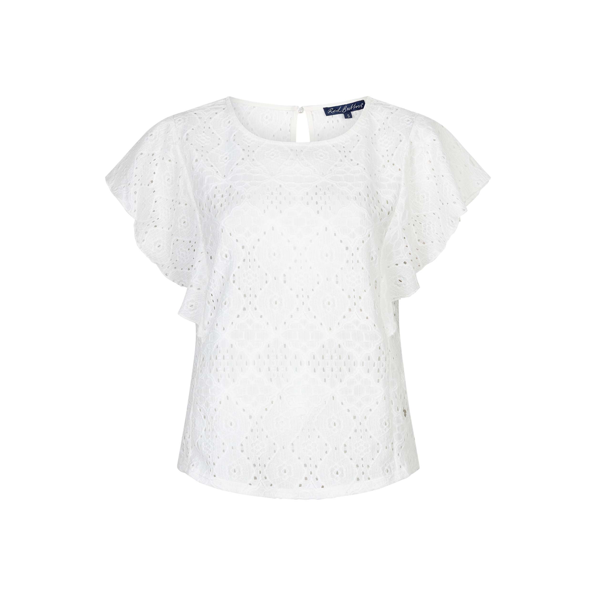 Red Button SRB4778 Shirt Ajour Ruffle Offwhite