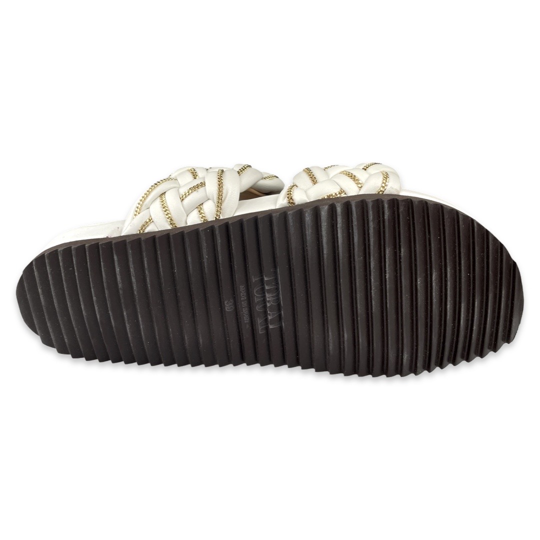 Toral Slipper Braid Bianco/Oro